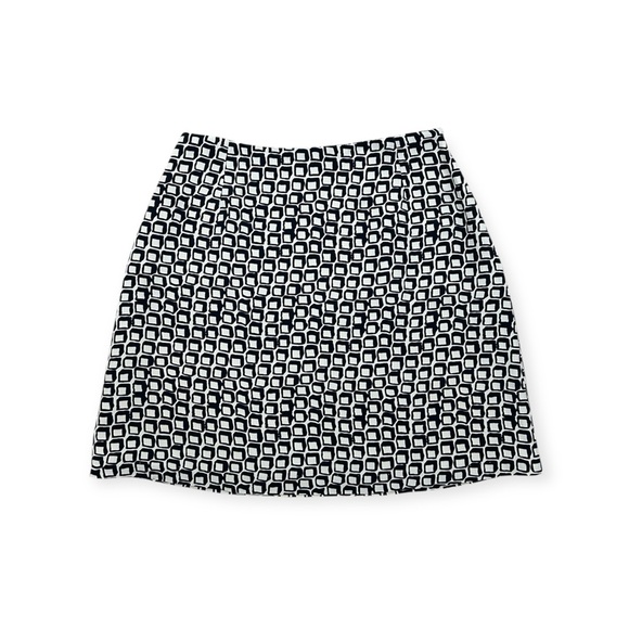 Vintage Banana Republic Black and Tan / Light Nude Geometric Print Mini Skirt - Picture 1 of 10